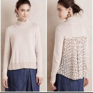 Moth Anthropologie Sweater Apres Fete Chiffon Cashmere Blend Back Mock Neck